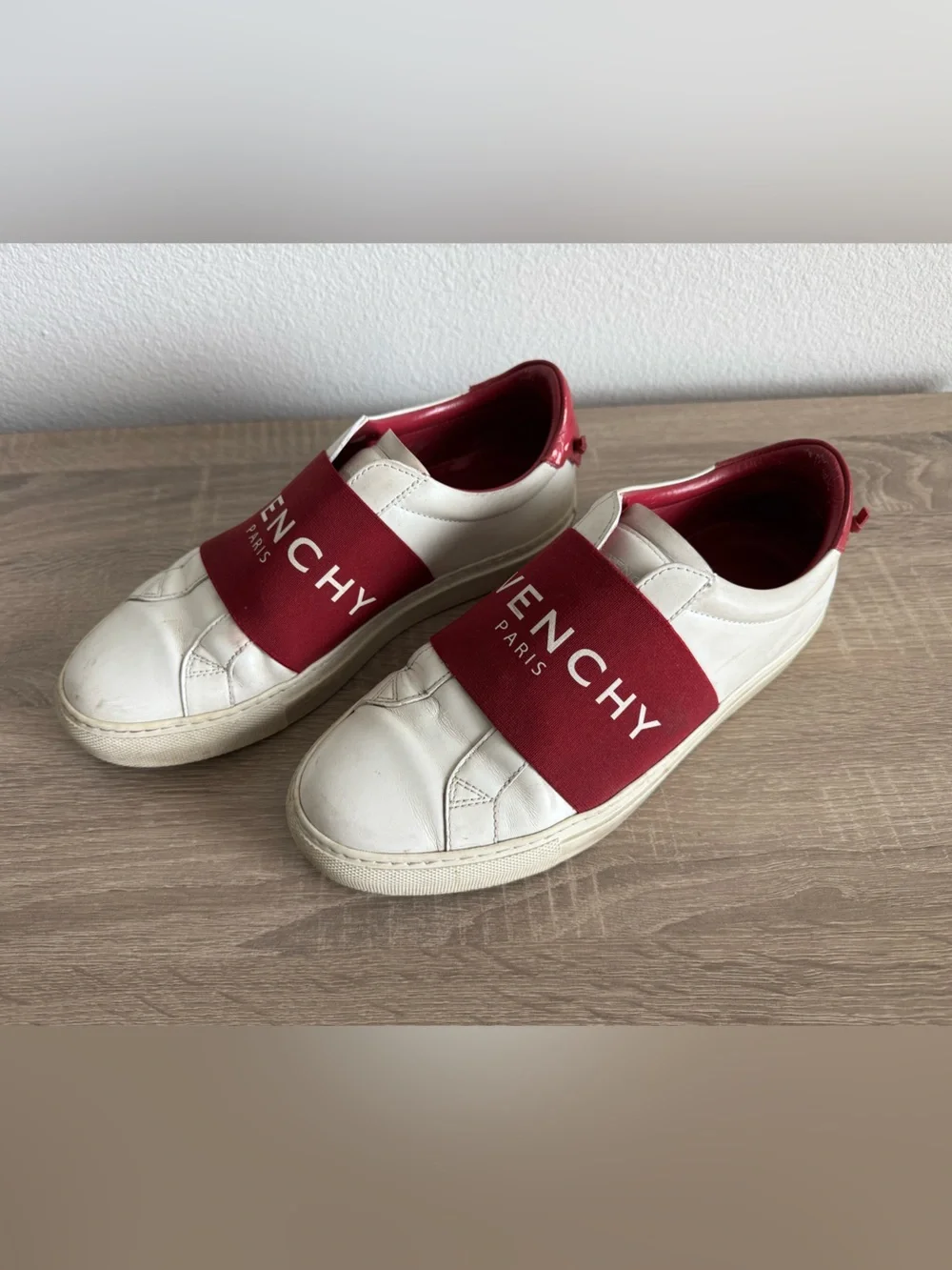 Givenchy women White Sneakers with Red Logo Strap